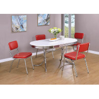 Coaster Furniture 2450R Retro Open Back Side Chairs Red and Chrome (Set of 2)